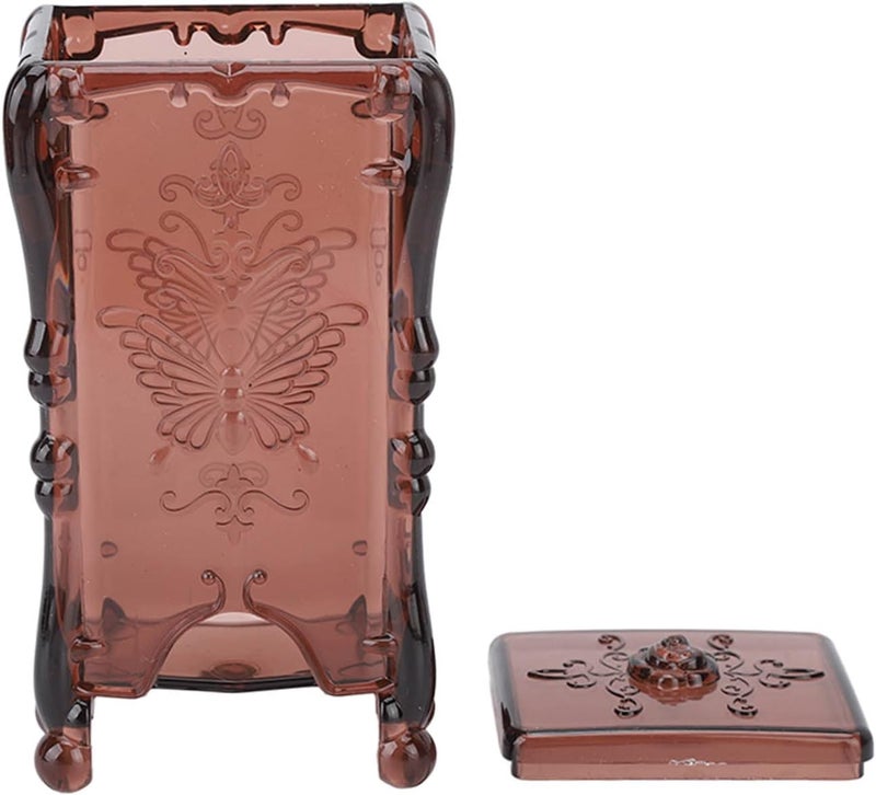 woobles Cotton Pad Holder, Makeup Cotton Storage Box, Cotton Pad Container Butterfly Rose Flower with Cover for Home(Coffee) - Image 1